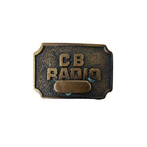 Tiffany Studio Mens CB Radio Brass Belt Buckle Vintage Rustic 3x2 Inches